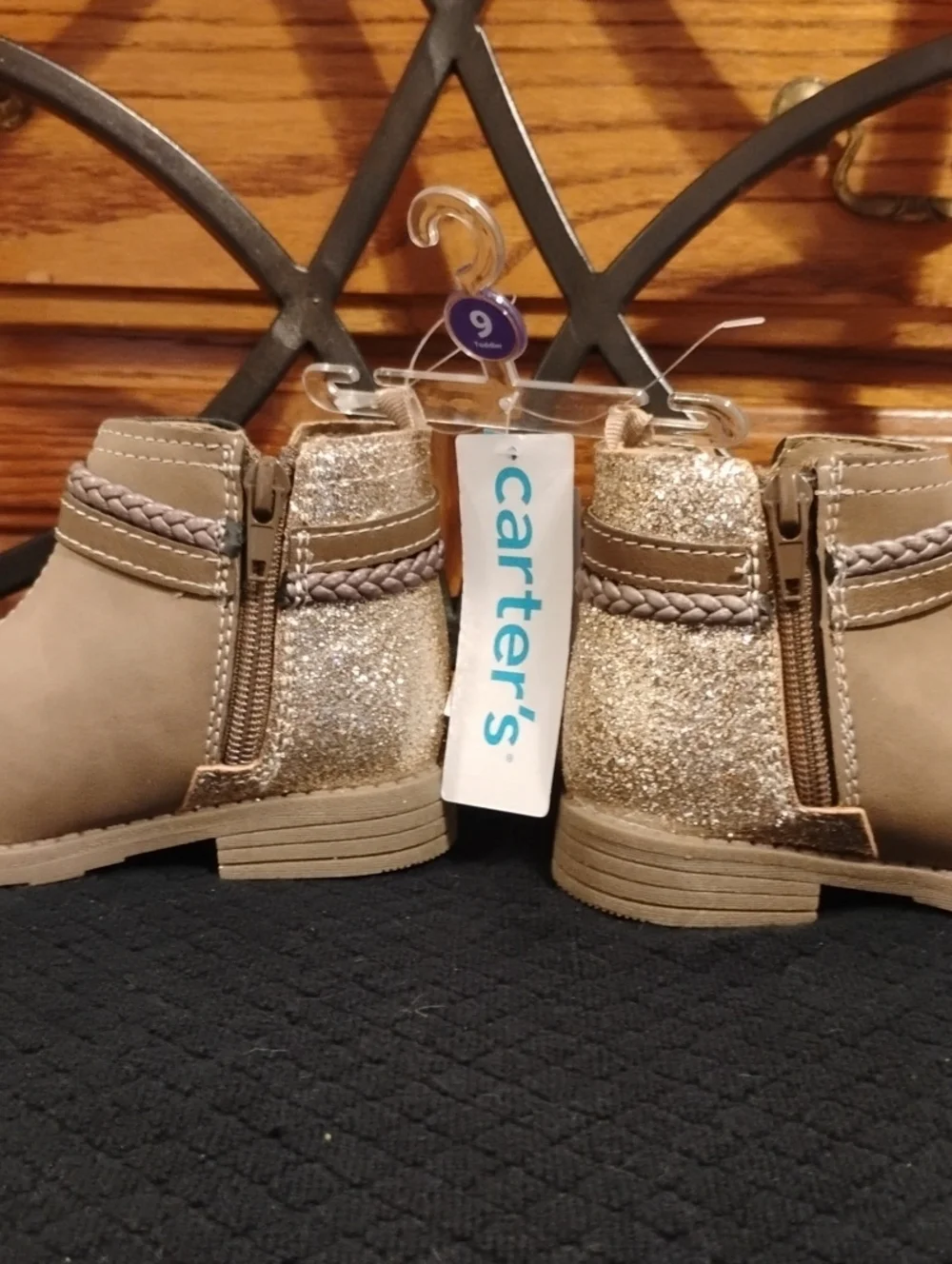 Carter's Toddler Zip-Up Boots NWT Glitter Back Side Zippers